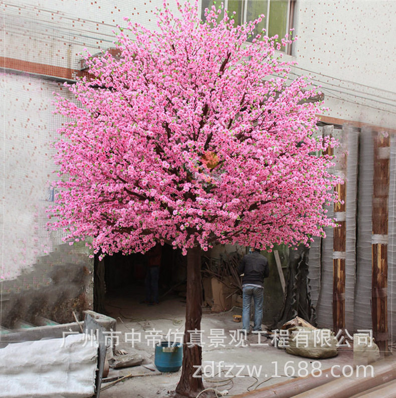 室外仿真桃花树塑胶花枝大花树 玻璃钢树杆人造大树婚庆节庆花树