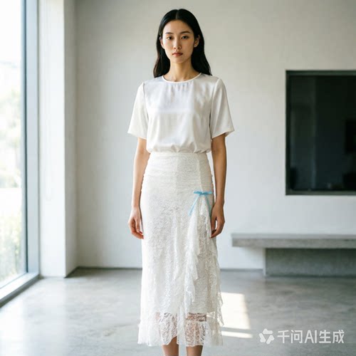 辣妹蕾丝透视低腰高开叉包臀长裙