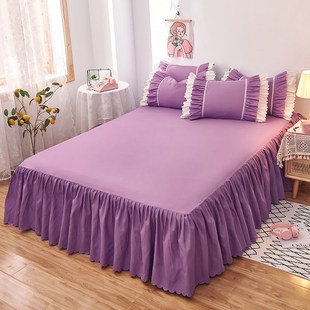 床套保护套防滑床盖纯色床单单件 韩版 床裙单件公主风床罩式