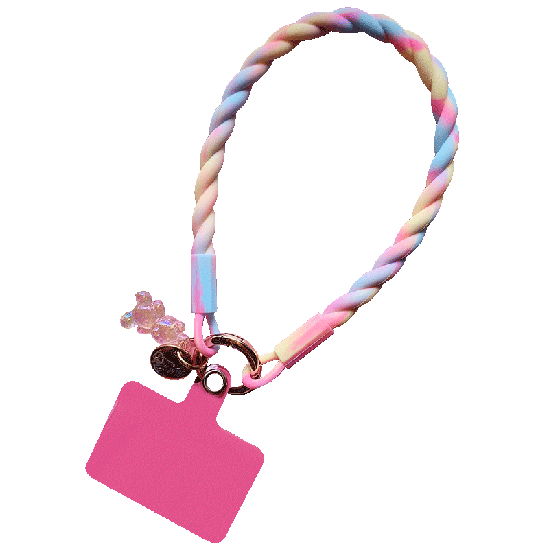 液态硅胶短款手机挂绳可手提防丢手绳挂手腕挂件腕带挂链粗版贴片夹片挂饰彩色壳绳子挂环链条夜光小熊新女款