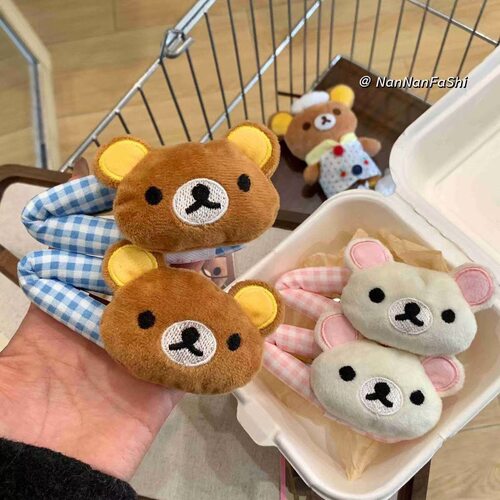 秋冬新款可爱轻松熊毛绒发夹