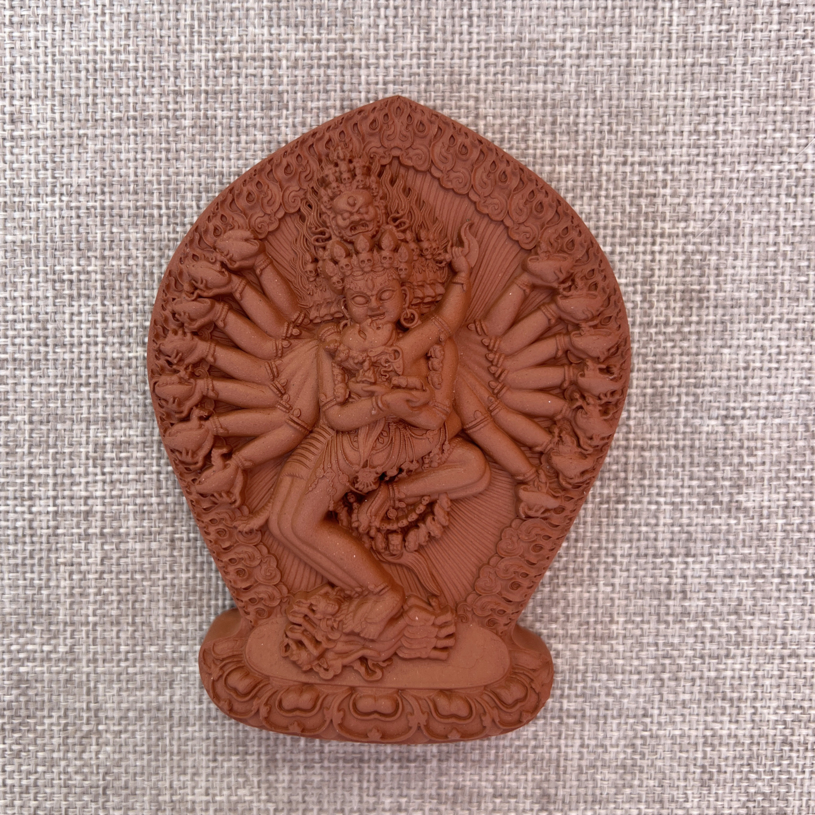 手工制作(10公分) 喜金刚  陶土烧制擦擦 小佛像