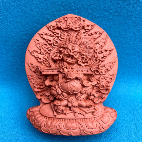 手工制作(10公分) 宝帐怙主 陶土烧制擦擦 小佛像