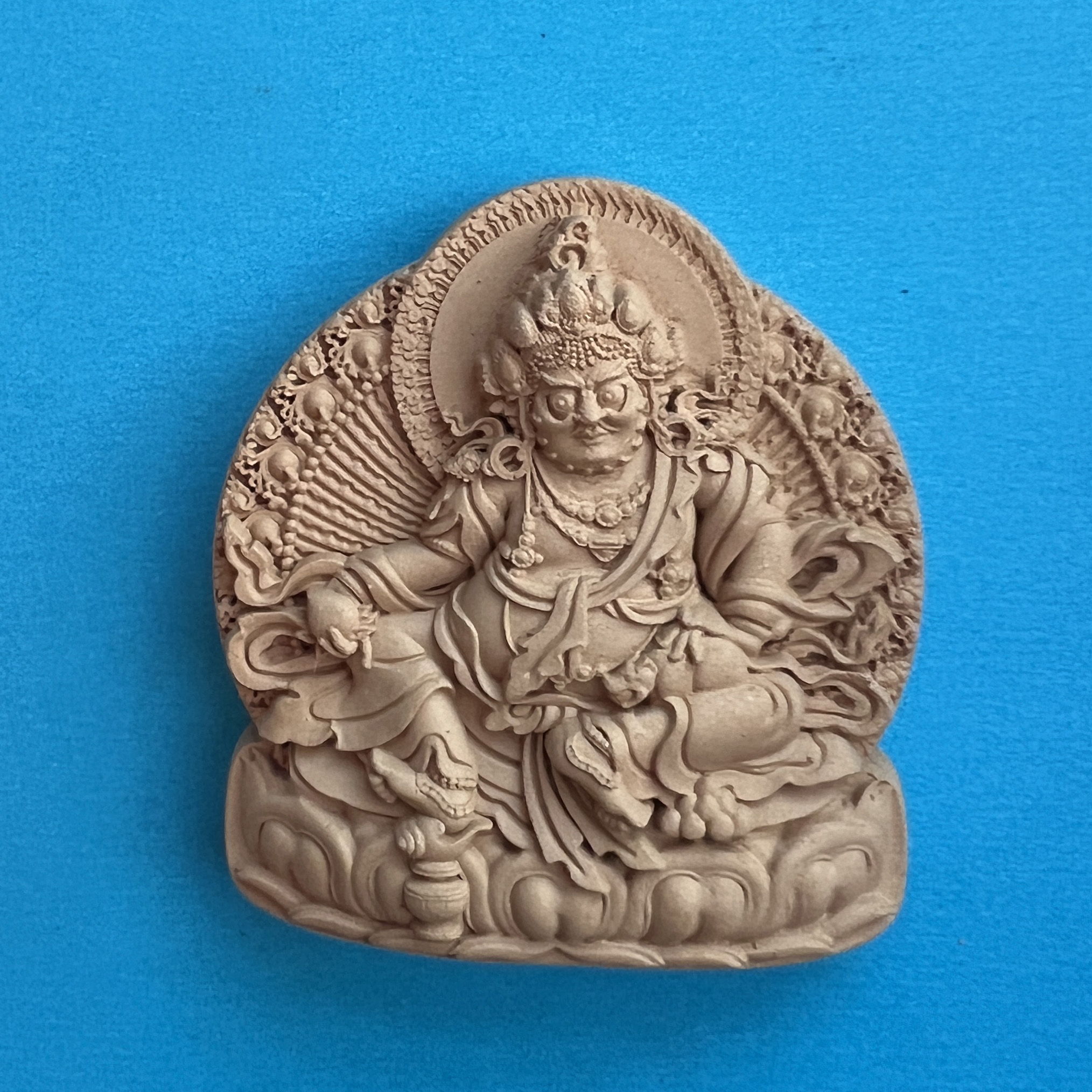 手工制作 （5公分）黄财神  陶土烧制擦擦   小佛像