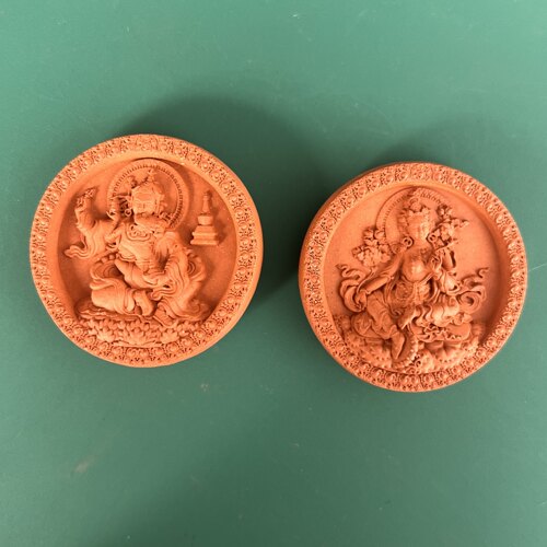 瀚林宝相独家首发 正品擦擦 双身 莲师&绿度母 双面(护身擦擦)