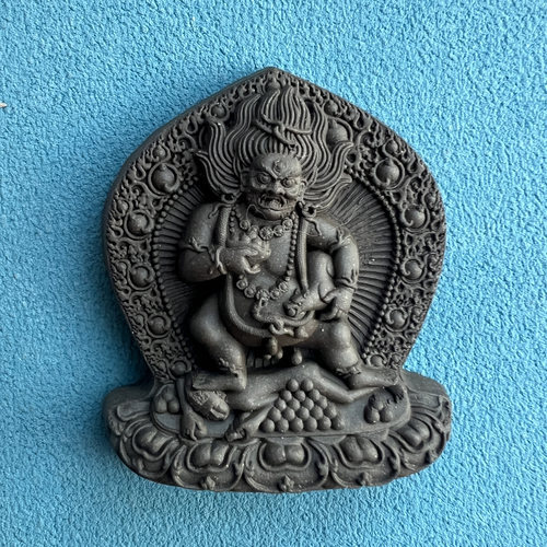 手工制作 （5公分）黑财神  陶土烧制擦擦   小佛像