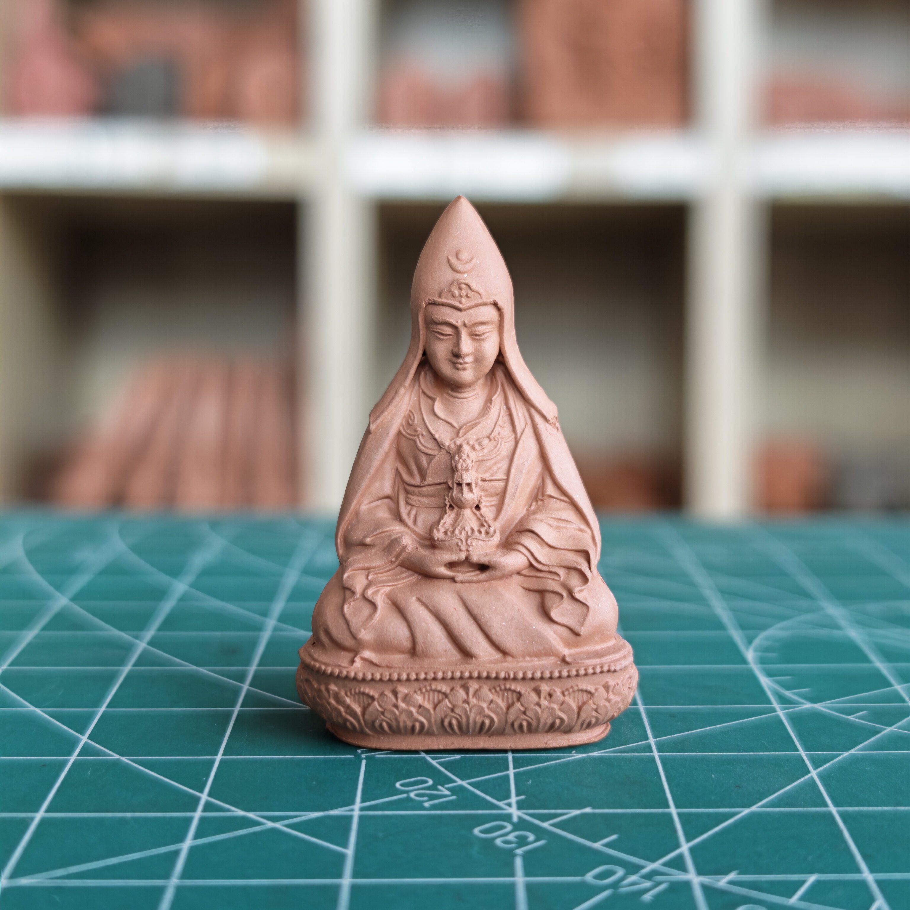 手工制作 莲花生大师见解脱 莲师 陶土烧制擦擦 小佛像