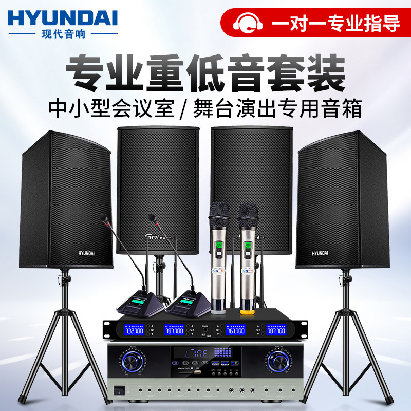 韩国现代专业中小型会议室音响套装舞蹈室音箱家庭KTV家用卡拉OK歌带功放话筒全套系统设备教室演讲培训专用