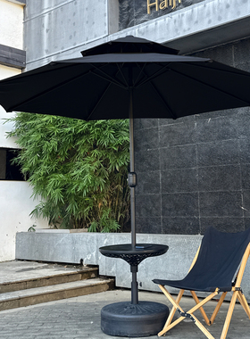 黑色太阳伞双顶中柱遮阳伞商业外摆遮阳伞圆形伞咖啡厅民宿庭院伞
