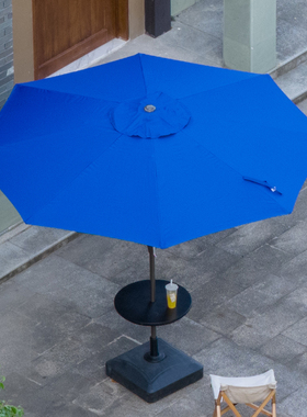 蓝色户外遮阳伞中柱伞庭院伞民宿酒店咖啡厅外摆太阳伞防紫外线