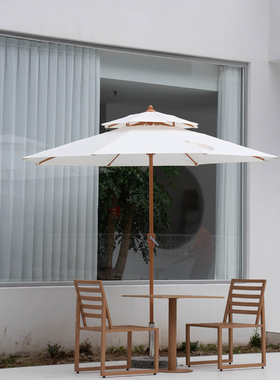 网红民宿酒店小院伞 别墅花园白色中支户外休闲遮阳伞 可定制logo