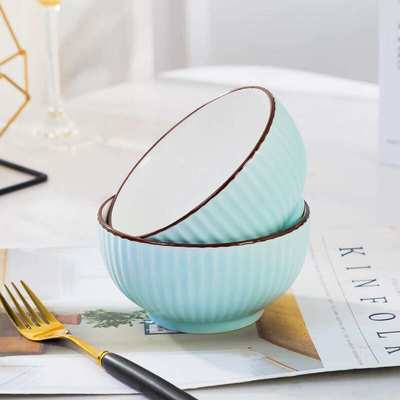 浩雅景德镇釉下彩陶瓷面碗大饭碗汤碗北欧风釉下彩柠月蓝6英寸2个