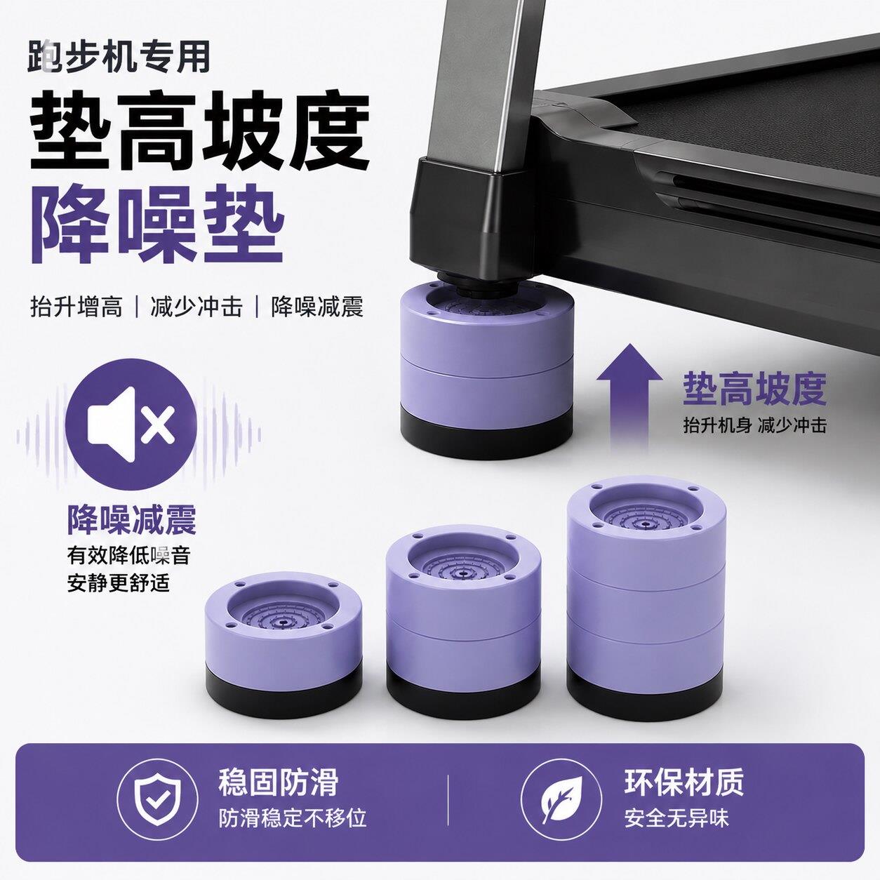 跑步机垫高坡度减震隔音家用健身器材加厚缓冲防震垫保护地板垫块