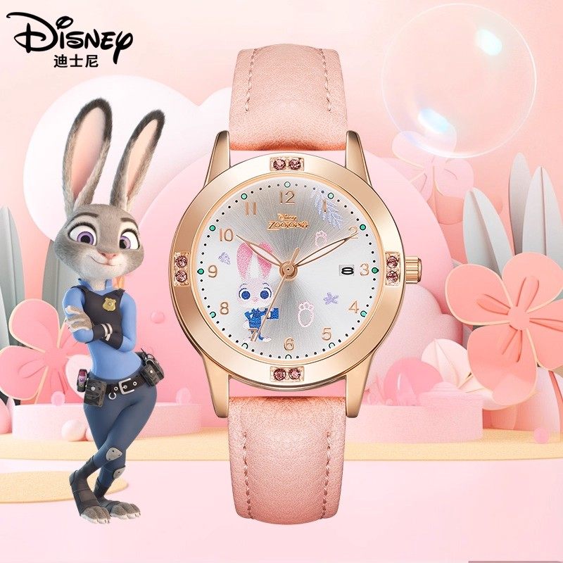 迪士尼儿童手表女孩小学生女童只看时间女生疯狂动物城朱迪电子表