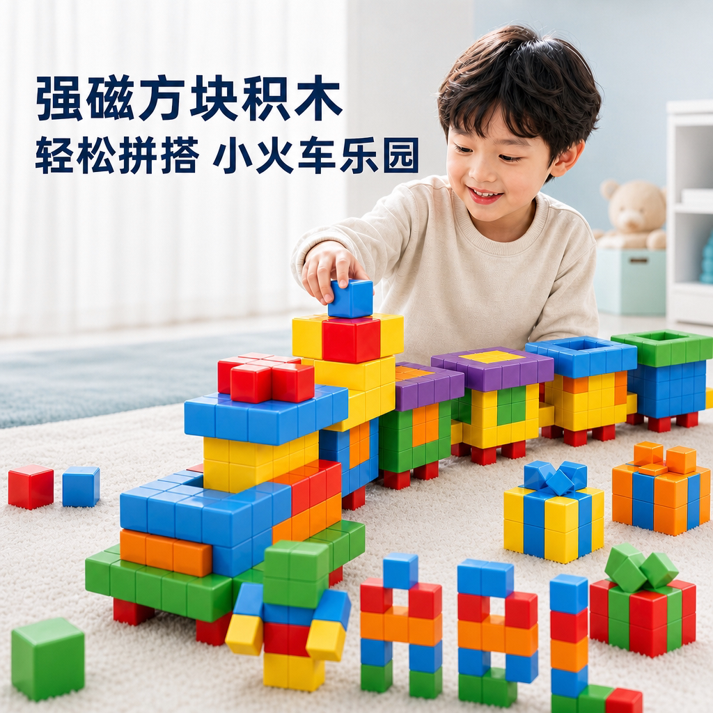 大颗粒磁吸积木拼出百变童趣图片