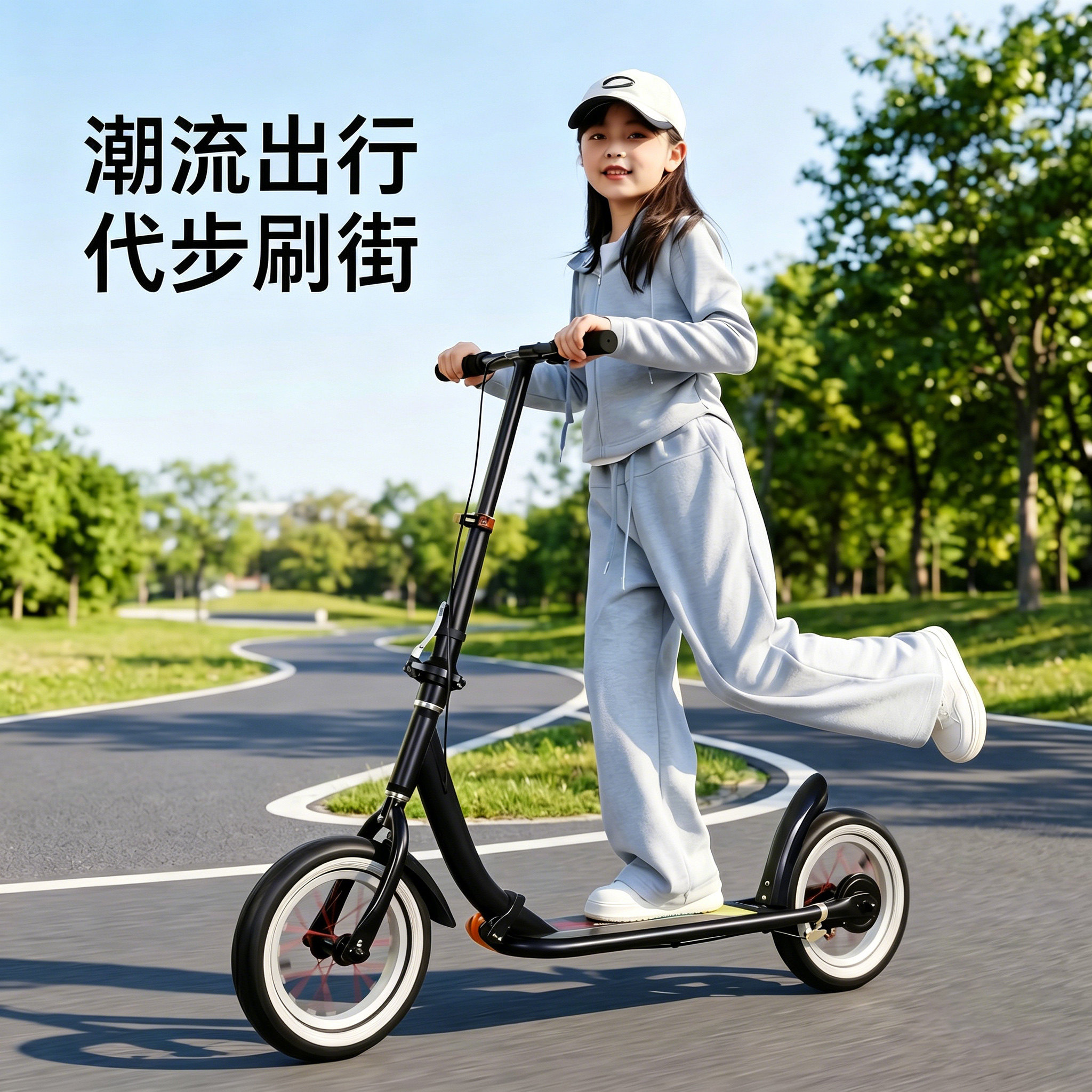 儿童滑板车中大童6到12岁8可转弯2026新款两轮大人专用踏板车女孩
