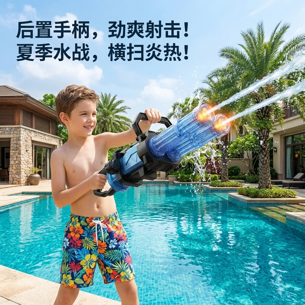 儿童火光双管加特林电动水枪