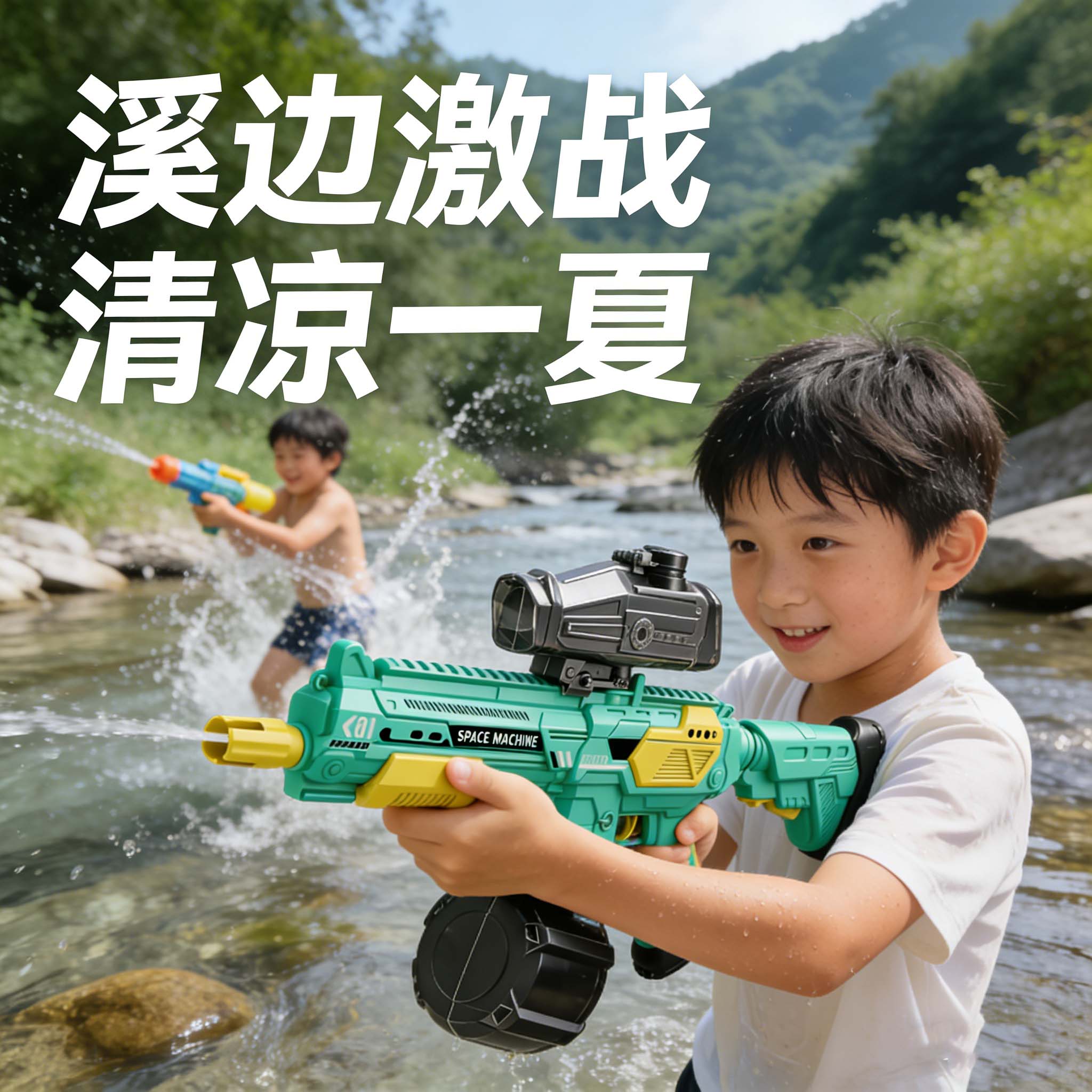 m416电动连发水枪远射儿童玩具