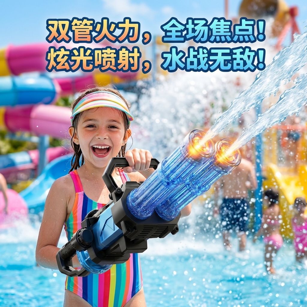 儿童火光双管加特林电动水枪