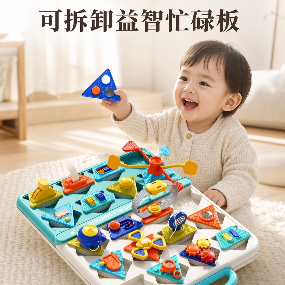 蒙氏早教婴儿因果关系忙碌板