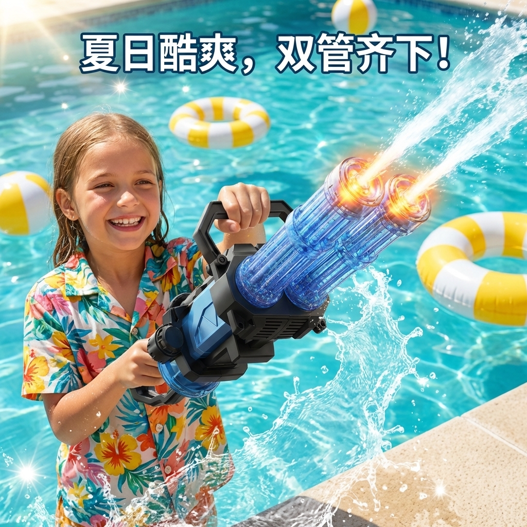 儿童火光双管加特林电动水枪