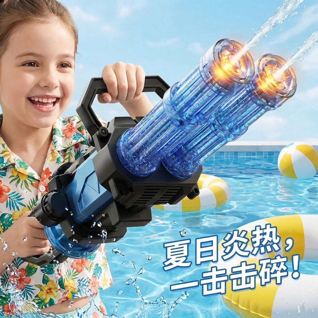 儿童火光双管加特林电动水枪