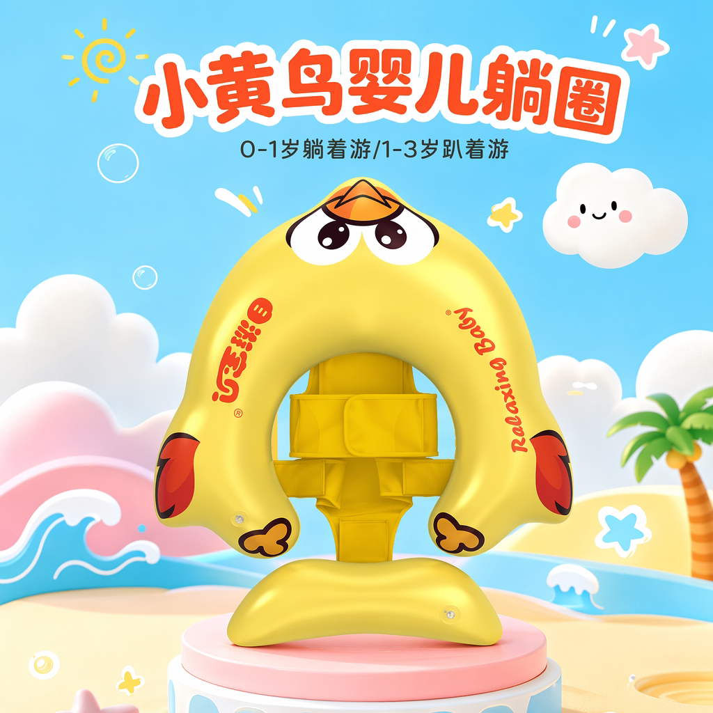 婴幼儿按压充气躺托蛋蛋游泳圈