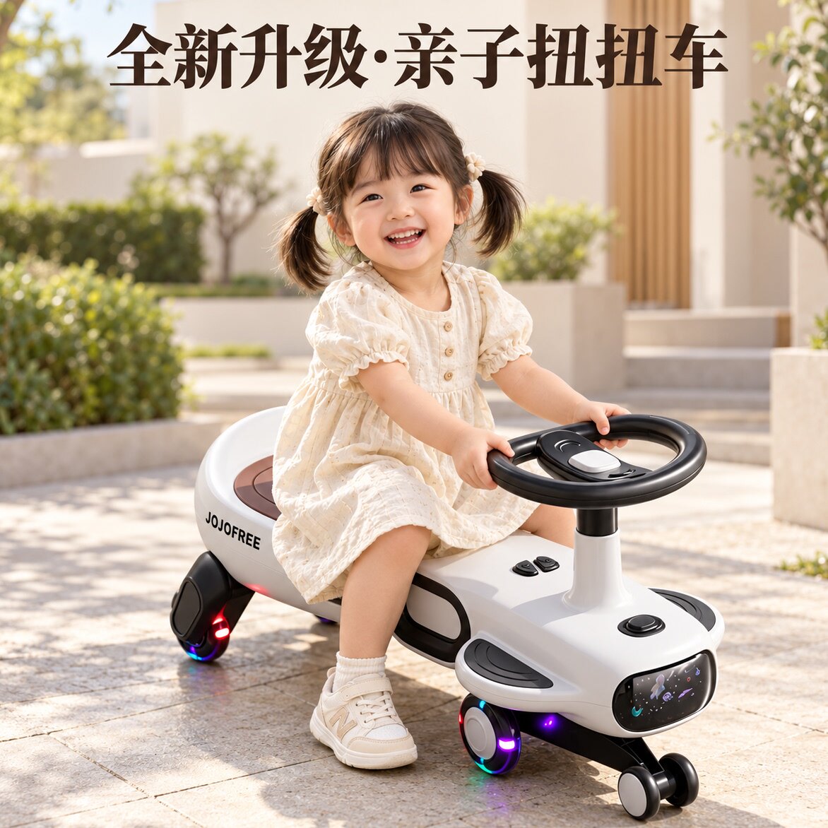 儿童扭扭车防侧翻大人可坐推杆