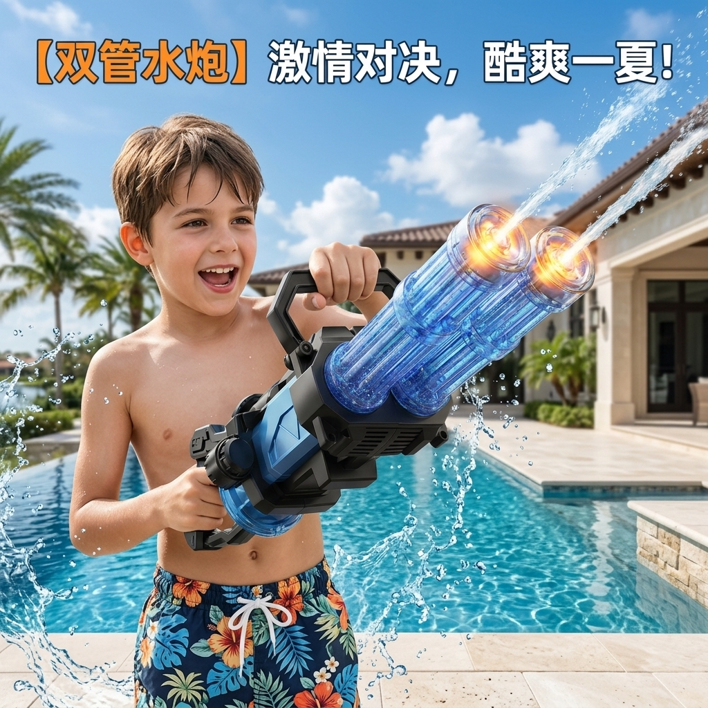 儿童火光双管加特林电动水枪