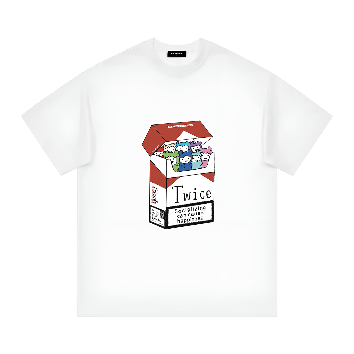 2025恶搞手绘涂鸦TWICE子瑜卡通艺术 宽松复古短袖t恤情侣装上衣