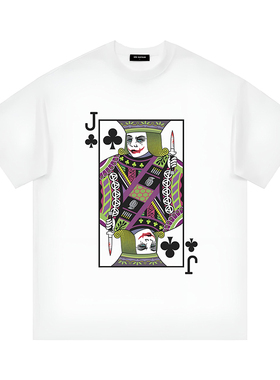 2026SS欧洲站艺术系列恶搞扑克牌插画设计oversize宽松短袖T恤