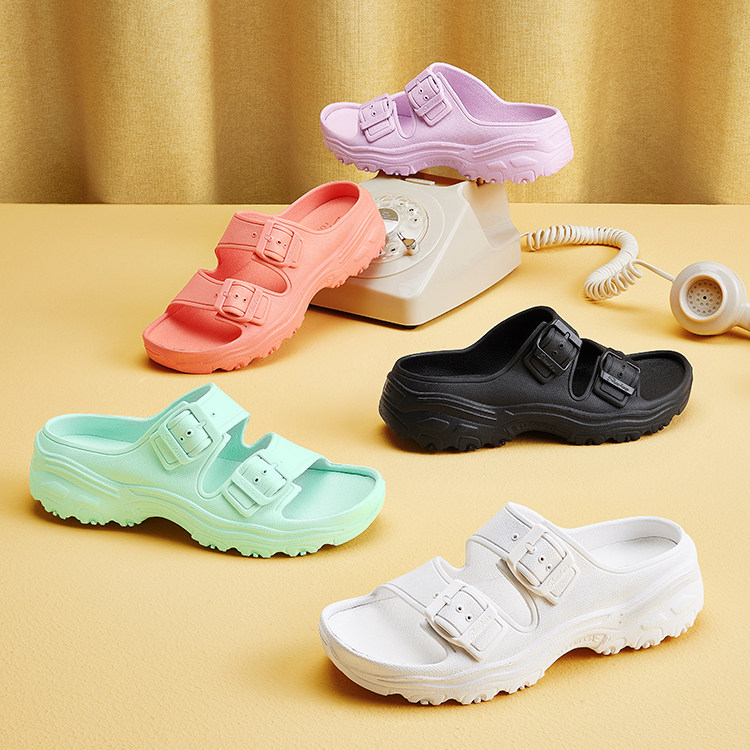 斯凯奇洞洞鞋新款厚底舒适百搭凉鞋运动拖鞋女夏季外穿海边沙滩鞋