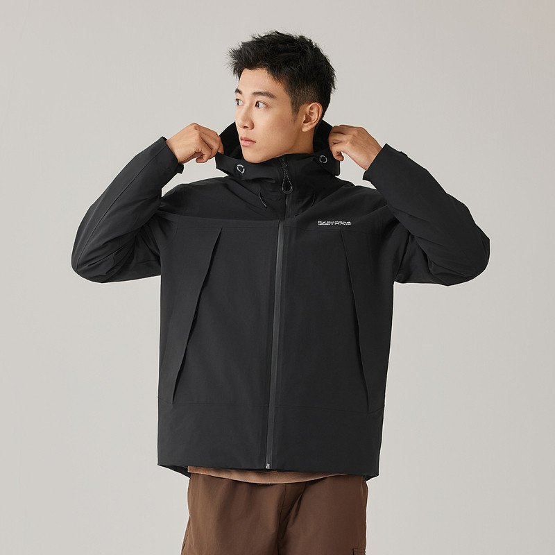 斯凯奇2026年春季新款男款三合一抓绒连帽冲锋衣防泼水透气舒适