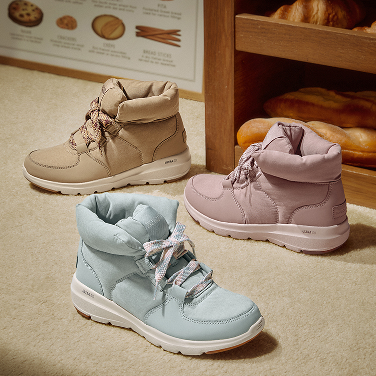 斯凯奇秋冬女士款面包靴厚底增高时尚潮流休闲户外舒适耐磨靴子