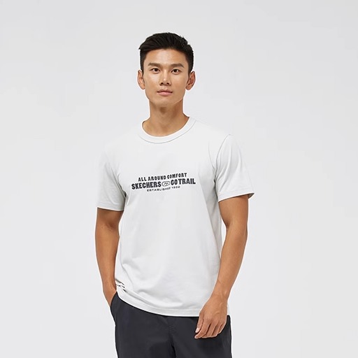 Skechers斯凯奇夏季男子针织圆领短袖舒适透气运动T恤衫L324M005