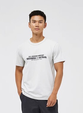 Skechers斯凯奇夏季男子针织圆领短袖舒适透气运动T恤衫L324M005