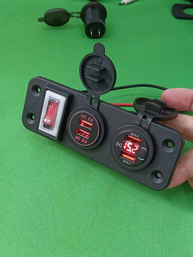 房车加装USB手机快充防水汽车改装PD手机充电器12V-24V点烟器接电