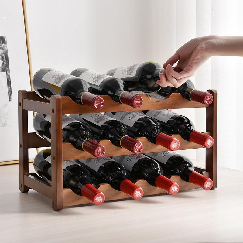 酒架置物架葡萄酒架酒格收纳放酒瓶展示架实木红酒架摆件架子家用图片