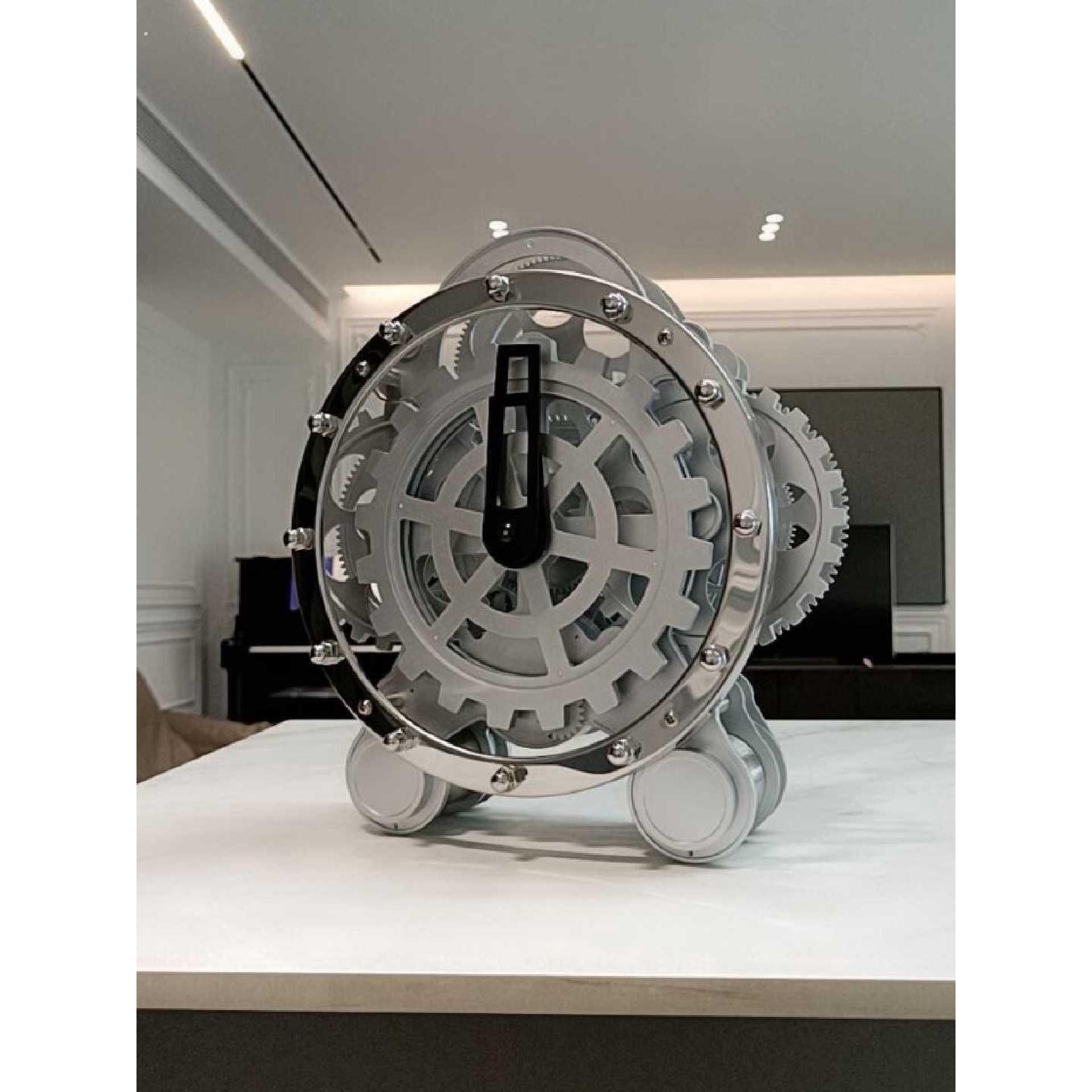 妙刻客厅钟欧式座钟 双脚齿轮旋转钟创意钟表时钟 不锈钢装饰表