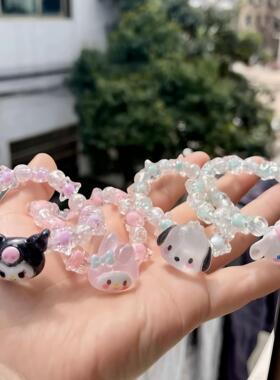 闺蜜手炼二人吸铁石 裂纹手炼情侣一对感应磁铁相吸甜美少女手环