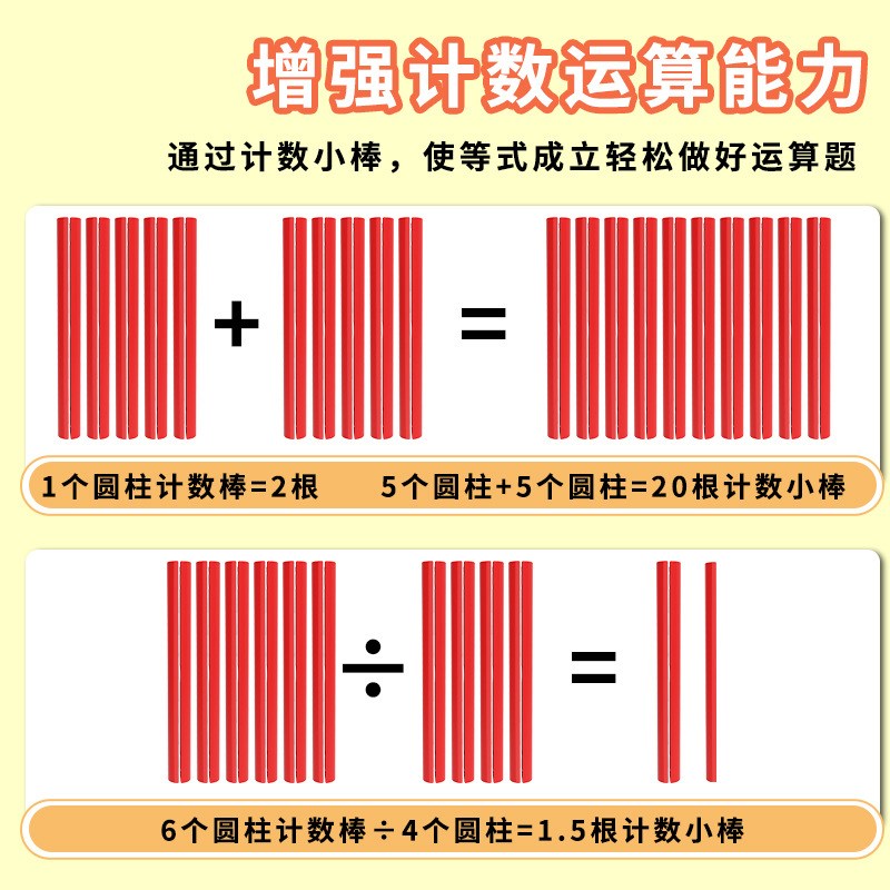 磁性计数棒磁吸式计数小棒彩色数数棒算数教具小学数学加减法运算