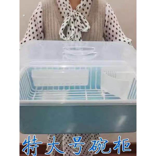塑料碗柜碗筷餐具收纳盒放碗碟沥水碗架带盖厨房特大号滴水置物架