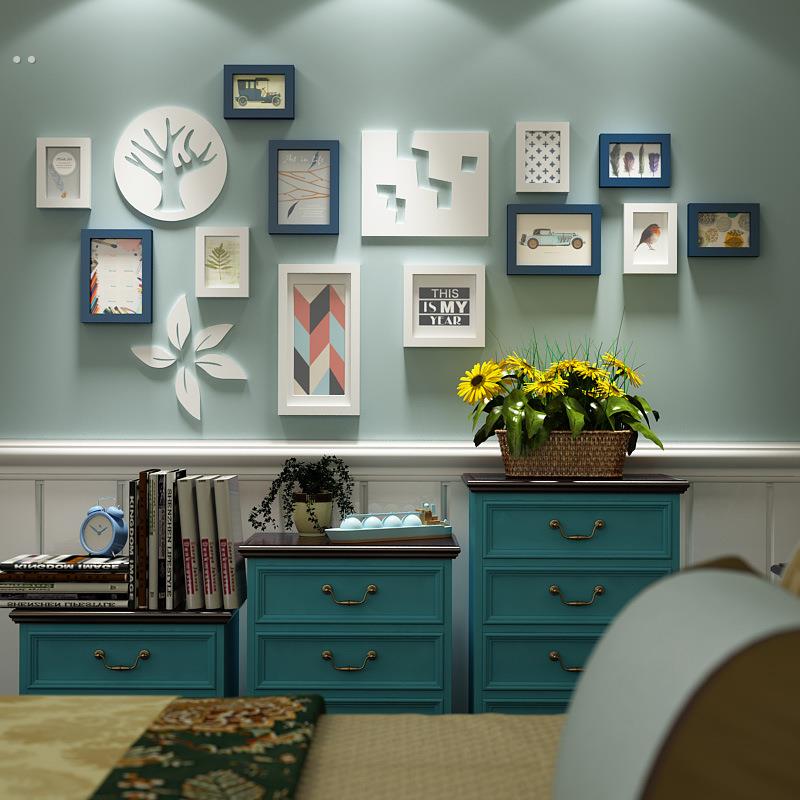 照片墙欧式相框墙创意过道餐厅玄关装饰6寸相框组合美式相片墙