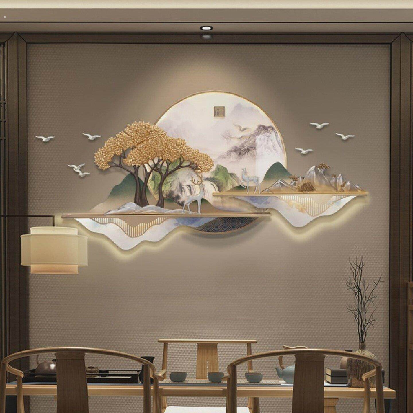 福山福境新中式挂件客厅装饰画沙发背景墙饭厅立体山水壁饰画
