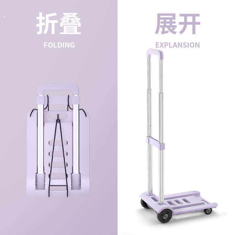 拿取快递折叠小推车便携户外买菜购物车带绑绳拉杆迷你手拉车拖车