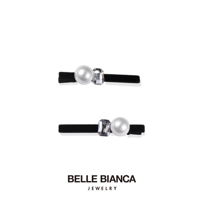 BELLEBIANCA黑丝绒珍珠发夹