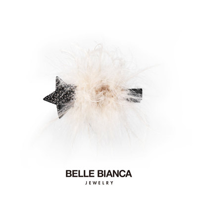 BELLEBIANCA满镶星星璀璨毛绒鸭嘴夹 发夹边夹