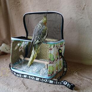 鹦鹉活鸟包四季外出包透气斜跨虎皮玄风牡丹鸟笼子透明凉席可视可