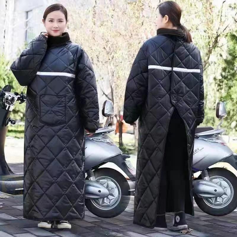 踏板摩托挡风衣加绒防寒