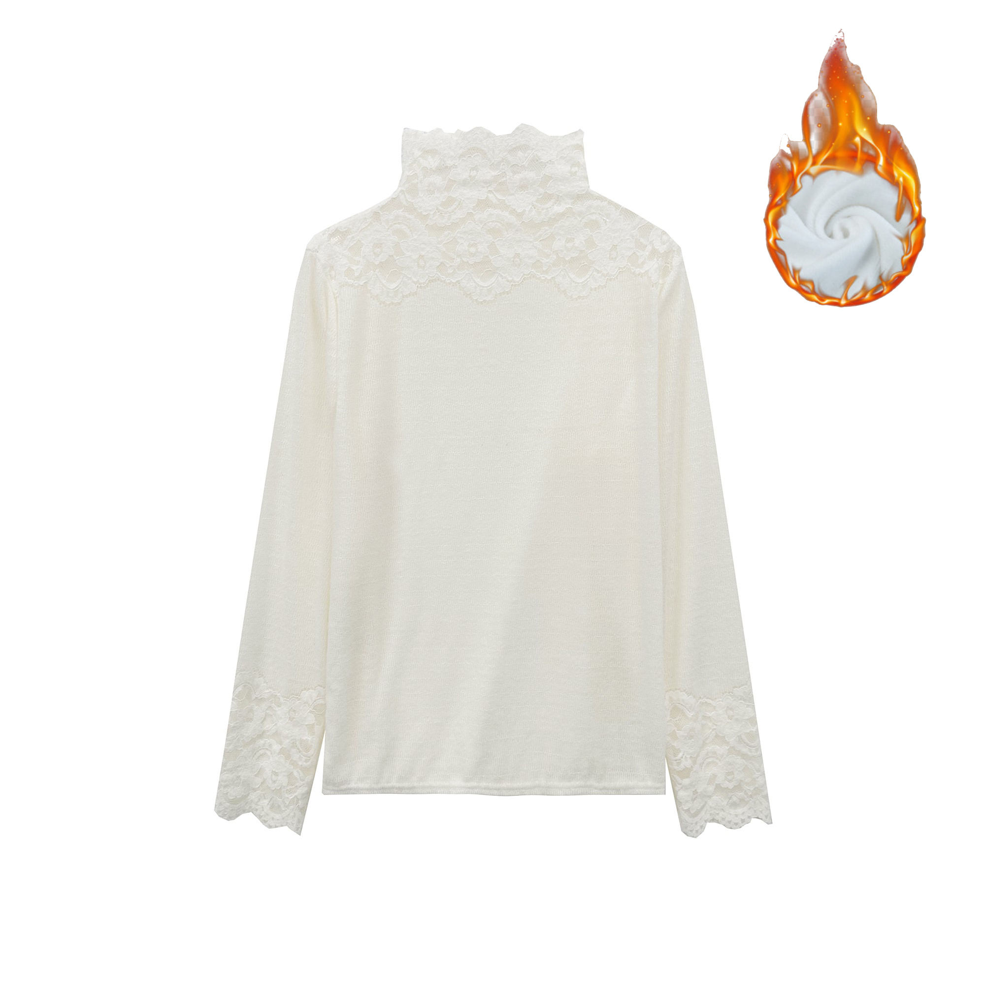 【玉米专享】爆火爆火 升级版 加绒加厚立领蕾丝打底衫女